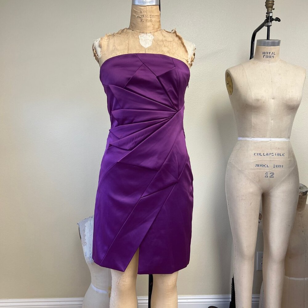 NWT Beulah The New Land Origami Satin Strapless Boned Cocktail Dress